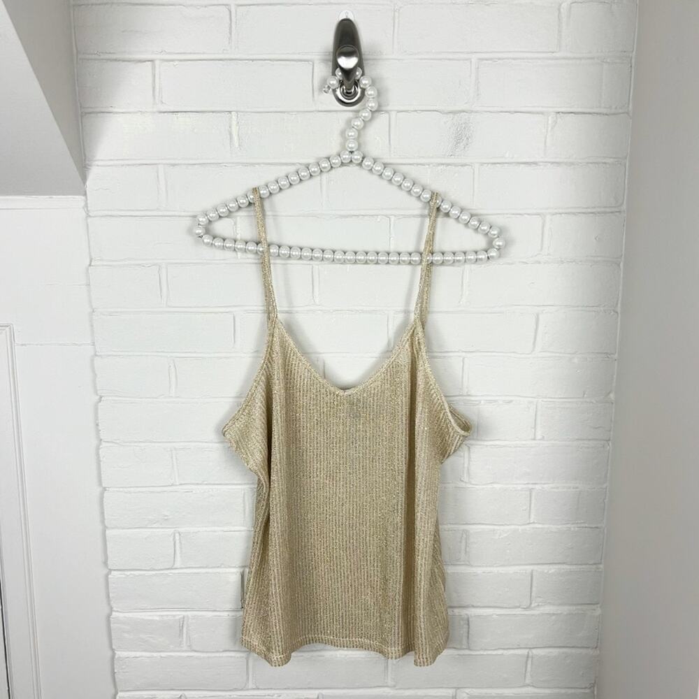 Fredrick’s Of Hollywood Gold Ribbed Shimmer Tank Top Size 3X